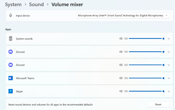 Reset Windows Volume Mixer