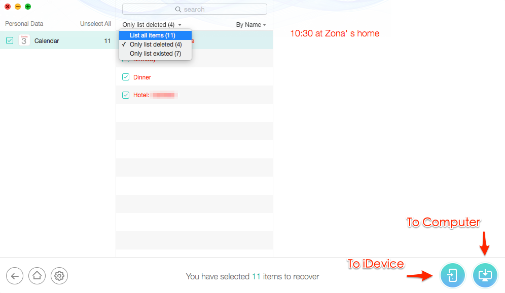 How to Retrieve Deleted Calendar Events on iPhone with PhoneRescue – Step 3