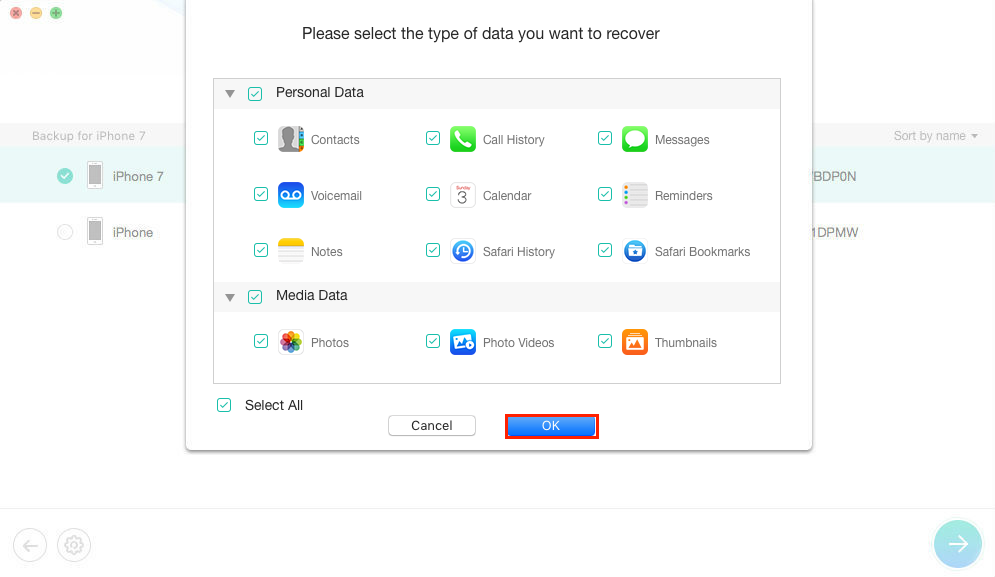 How to Selectively Restore iPhone/iPad with PhoneRescue -Step 2