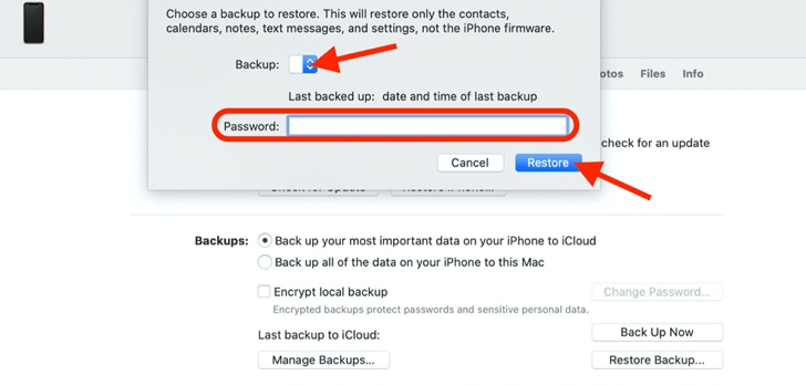 Select Any Backup to Restore