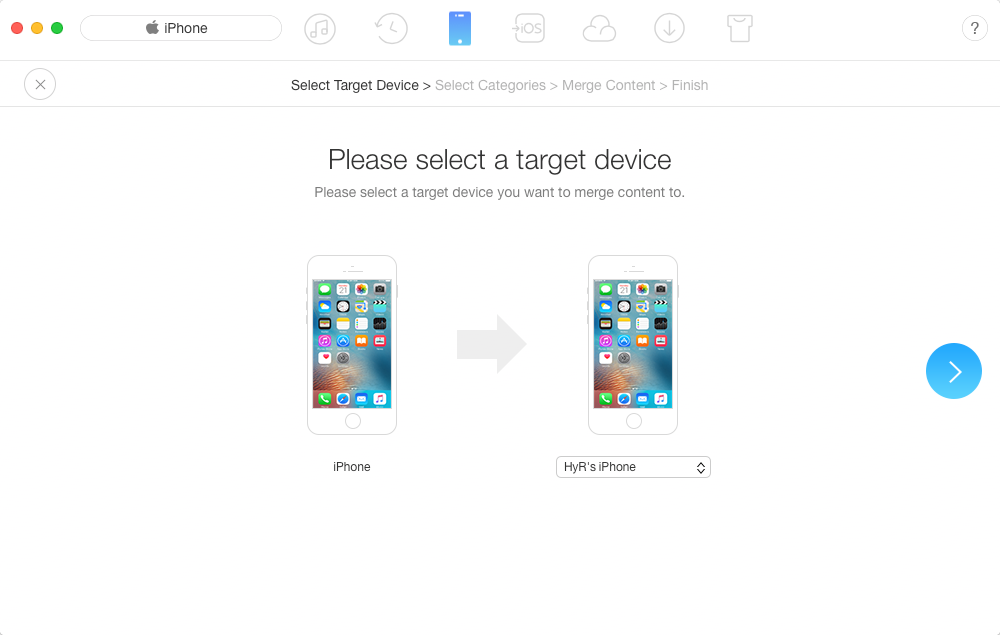 How to Restore Text Messages on New iPhone via AnyTrans – Step 2
