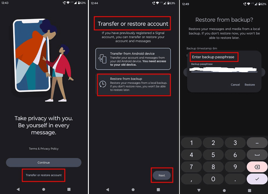 Restore Signal Messages from Backup