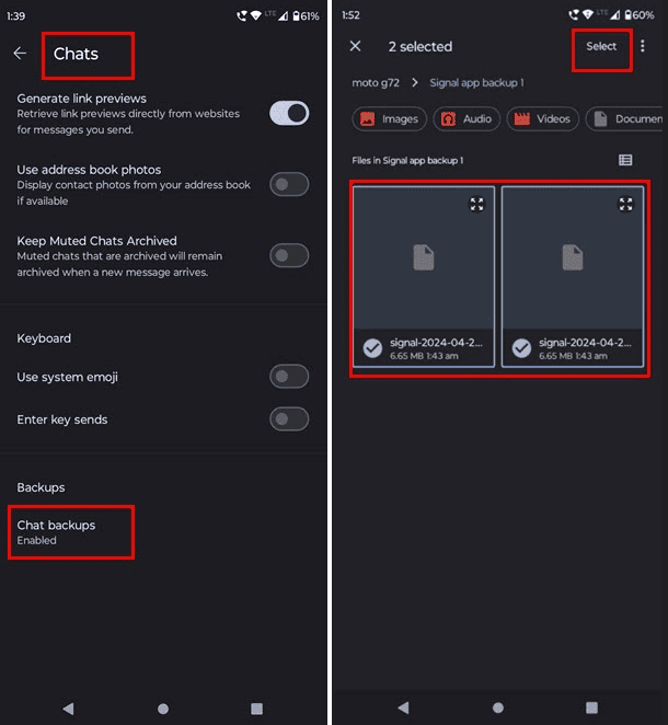Restore Signal Messages from Google Drive