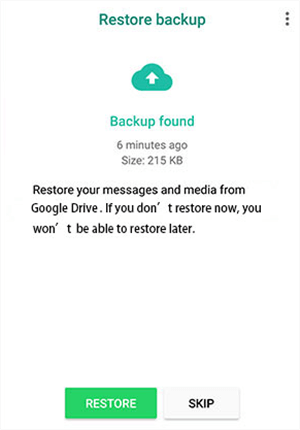 Restore WhatsApp from Google Drive