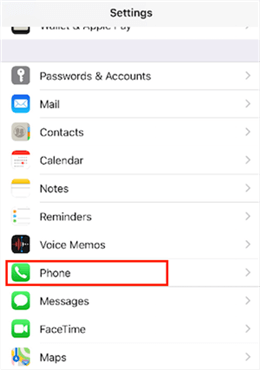 Go to Settings and Click Phone