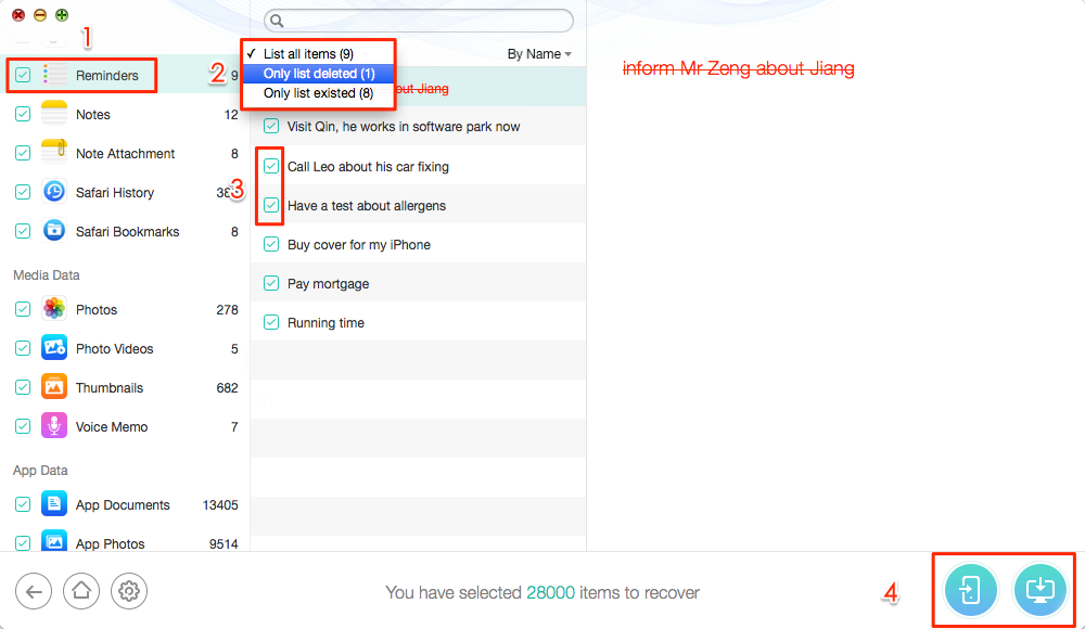 How to Retrieve Deleted Reminders on iPhone – Step 2