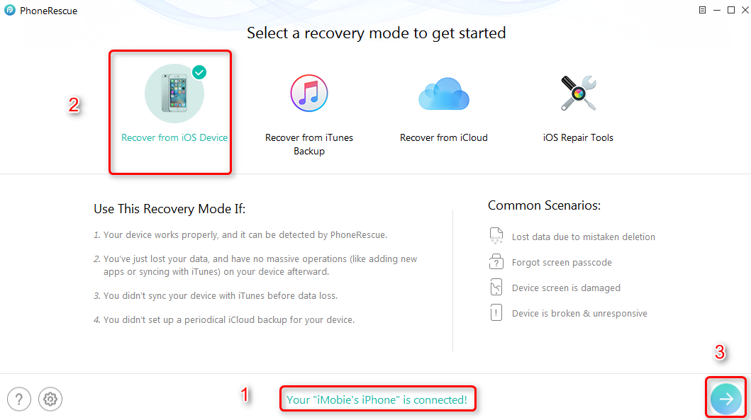 Retrieve Deleted Text Messages from iPhone – Step 1