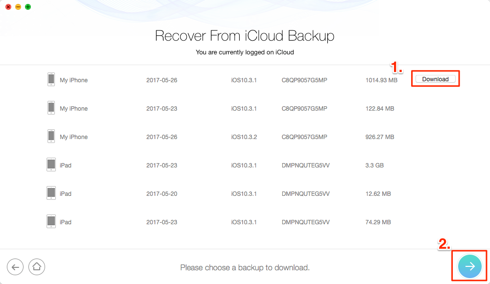 Recover Deleted Text Messages from iPhone 6/6s (Plus) with iCloud Backup– Step 3
