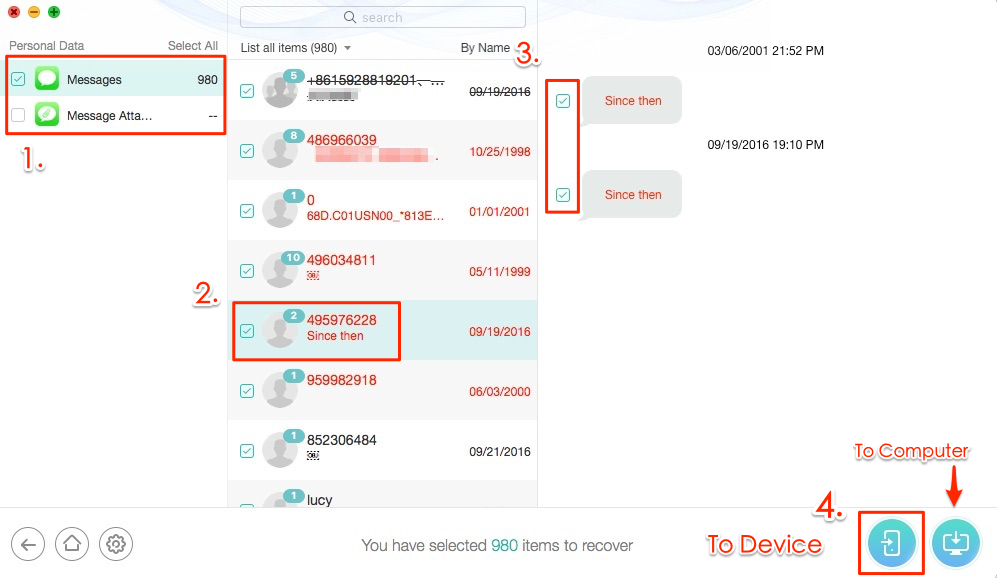 Recover Deleted Text Messages on iPhone with PhoneRescue - Step 4