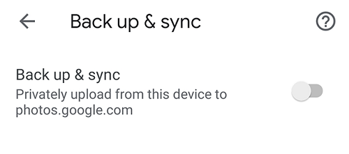 Turn on Syncing for Google Photos