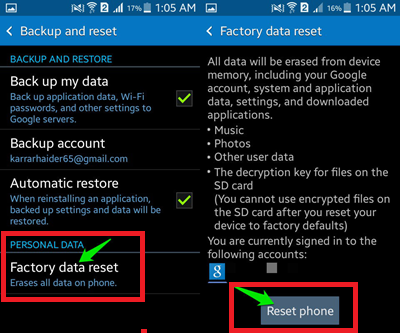 Backup your data and Reset your Phone