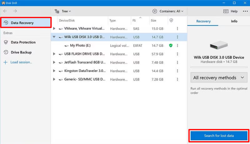 Scan Data in Disk Drill