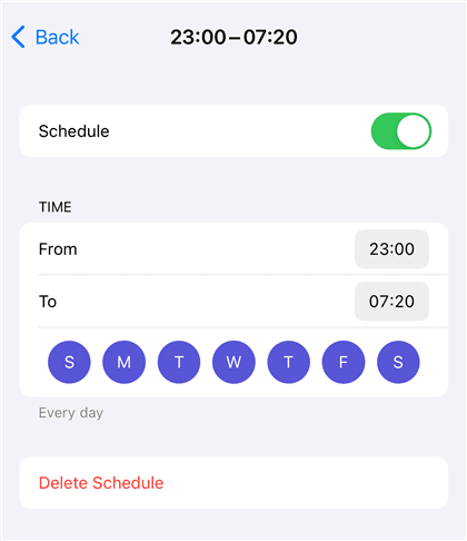 Schedule Do Not Disturb Time