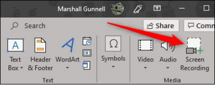 Find Screen Recording Option in the Toolbar