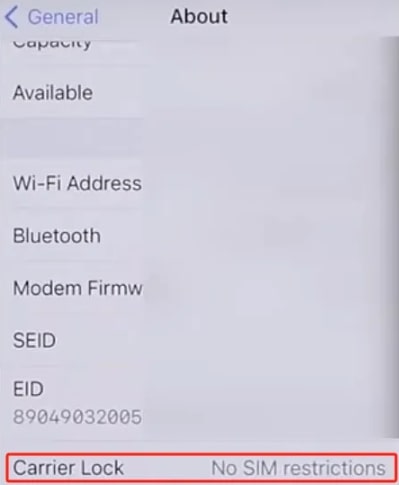 Scroll Down to Carrier Lock