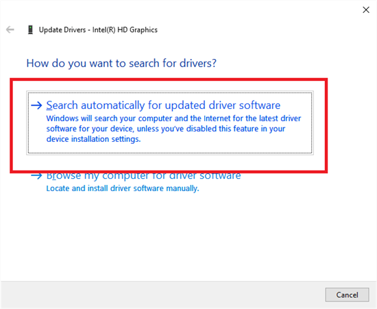 Search Automatically For Updated Driver Software