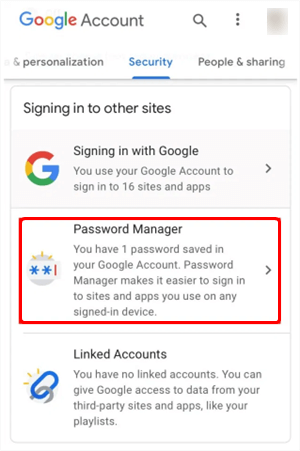 manage wifi passwords saved on google