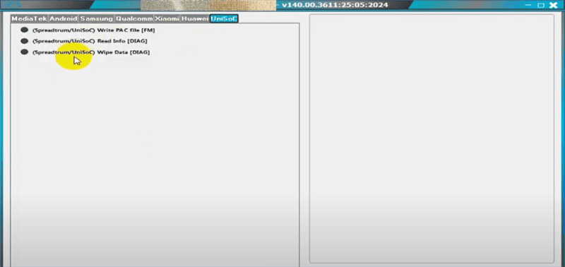 Select Chipset in MTK Auth Tool