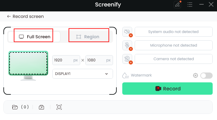 Choose Full Screen or Region