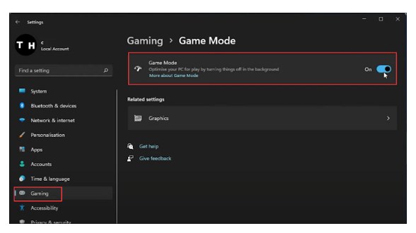  select “Game Mode”