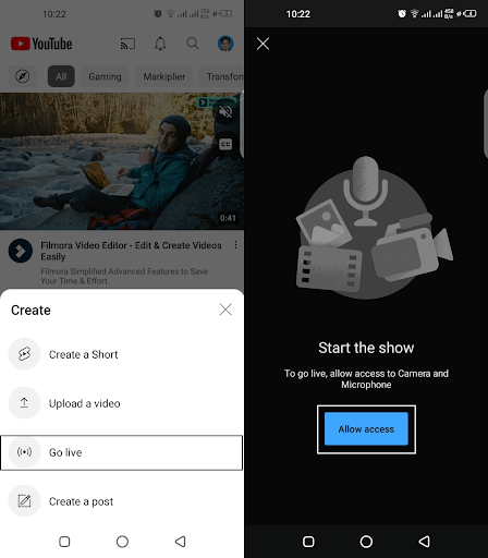 Select “Go Live” and Give Permissions