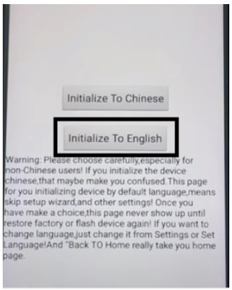 Select Initialize to English