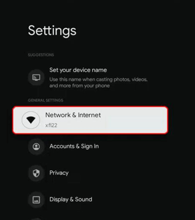 Select Network & Internet