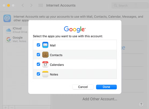 Select Notes to Sync with Gmail