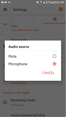 Select the microphone as an audio source