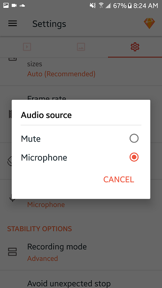 Select the Microphone as an Audio Source