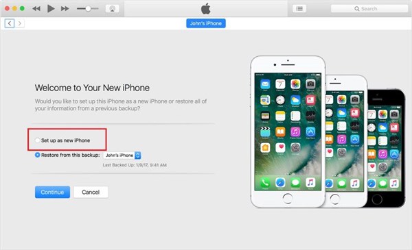 Choose to Set up as New iPhone
