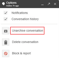 Select the Unarchive Conversation Option