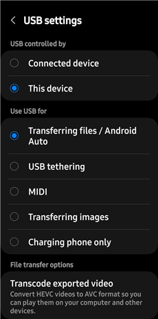Select Transferring Files Option