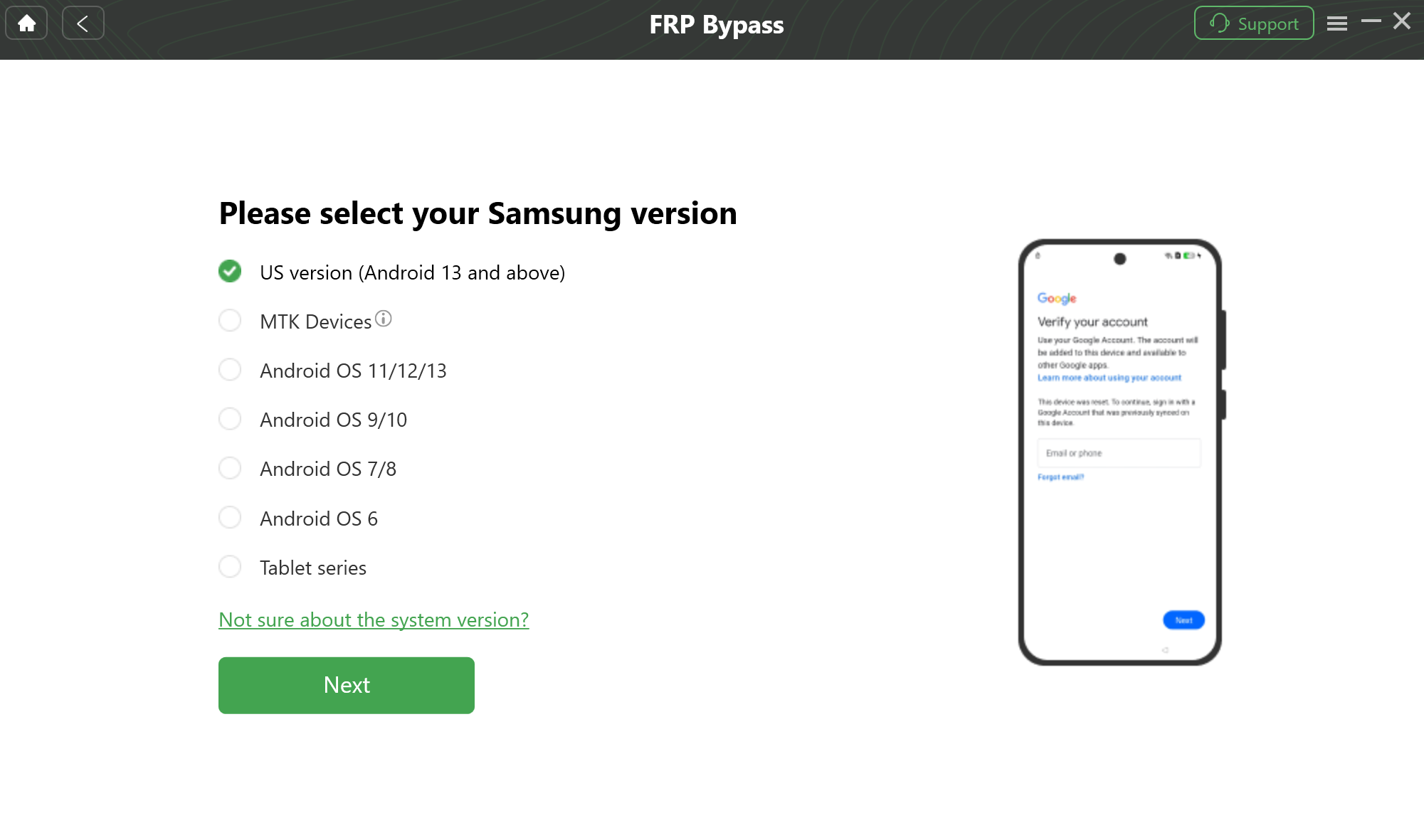 Select Your Android System Version
