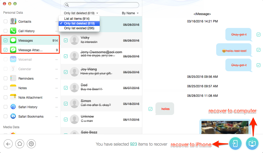 Recover Deleted or Lost iMessages/SMS Messages with PhoneRescue