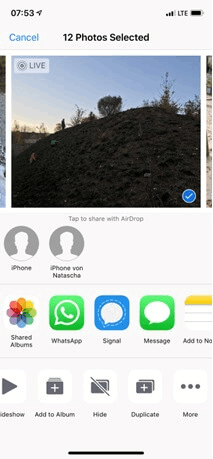Send Live Photo from iPhone to WhatsApp