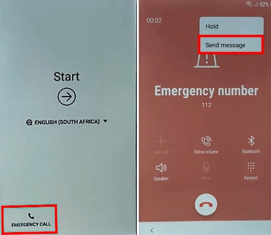 Send Message with the Emergency Call