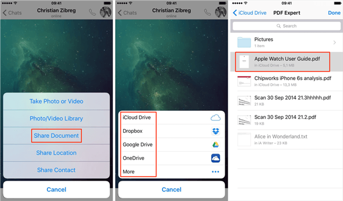 how to send video as file on whatsapp iphone