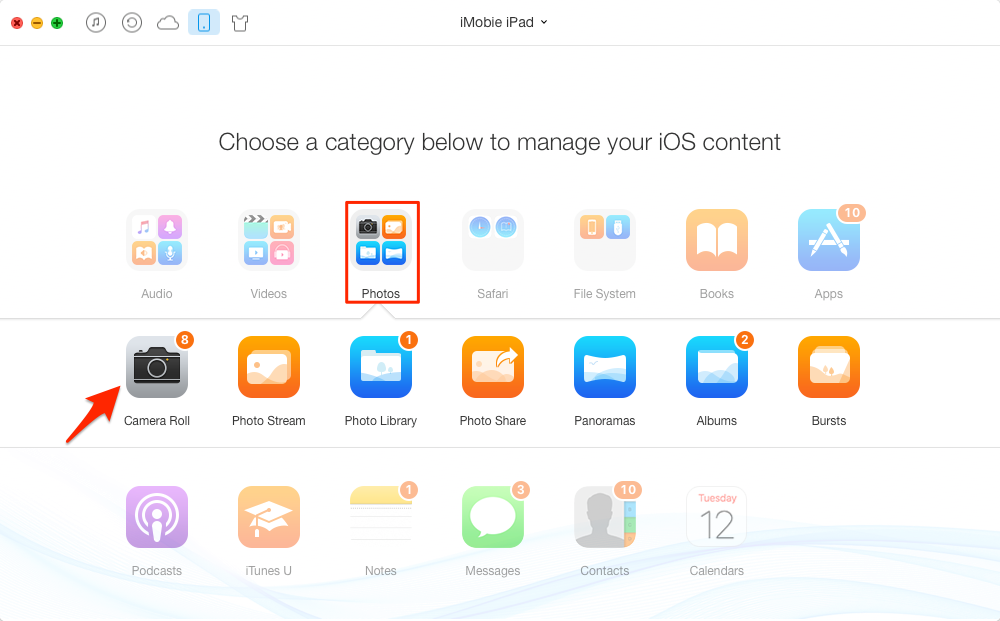 Send Photos from iPad to iPhone – Step 2