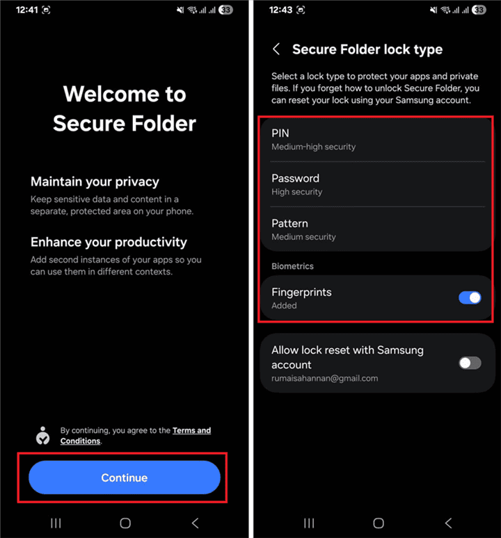 Set Secure Folder Lock