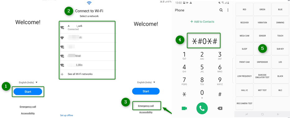 Set up Device to access Test Mode