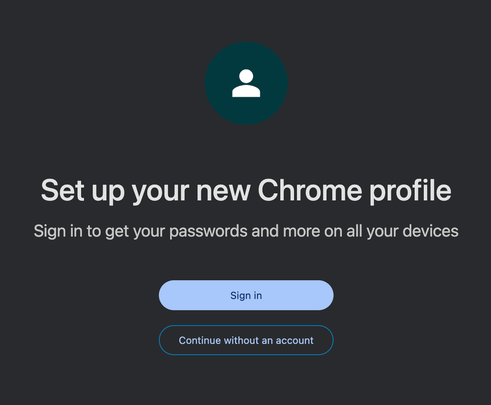 Set up new Chrome profile