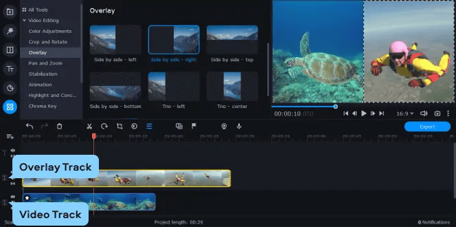Set Video Overlay in Movavi Video Editor