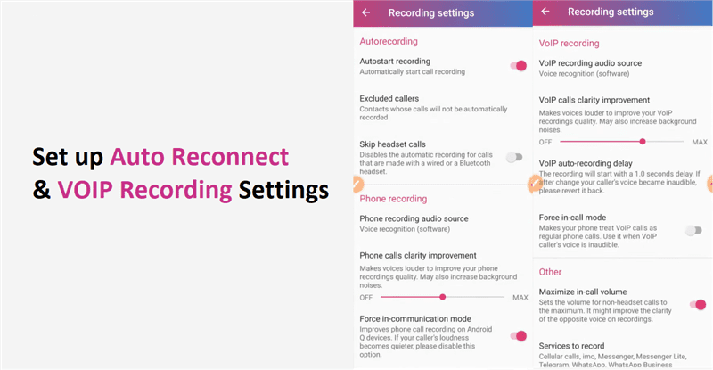 Settings in Cube Call Recorder