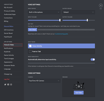 Settings Page Use Phone as Webcam Discord