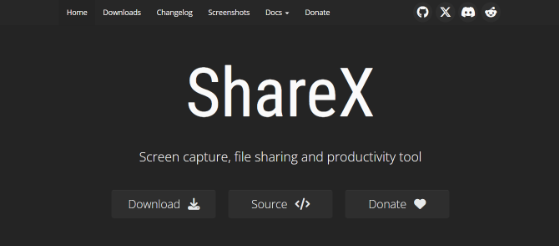 Sharex Website Interface