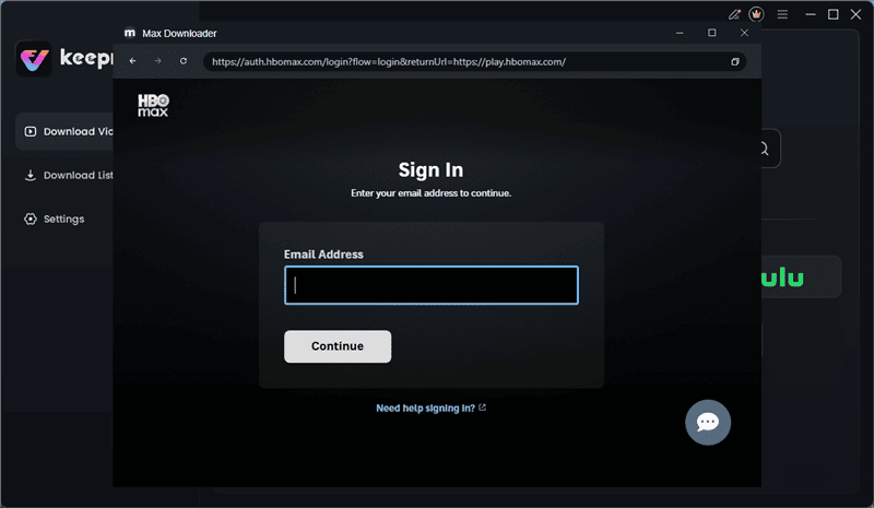 Sign In to Max in Keeprix