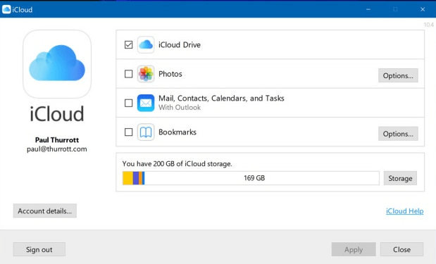 Sign in to iCloud from Windows 10 PC