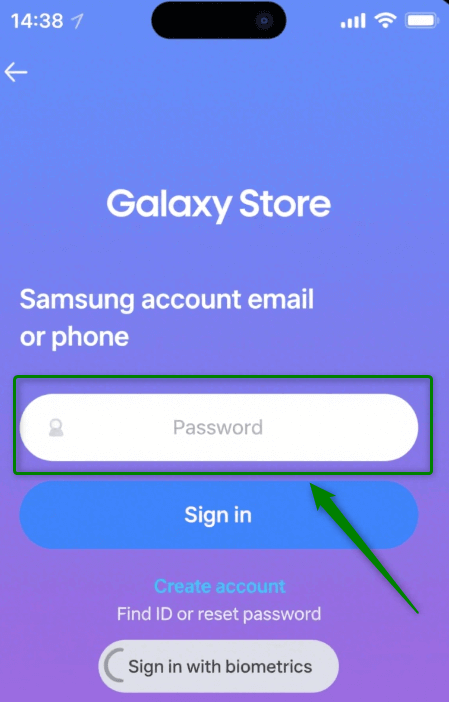 Sign In to the Galaxy Store