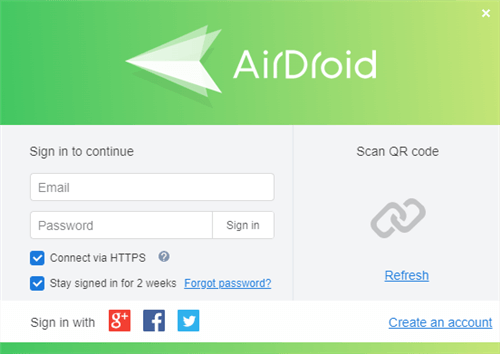 Sign in with Your AirDroid Credentials